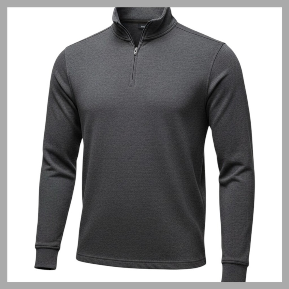 NWT AE Mens Medium Dark Lead French Rib Pullover Long Sleeve Shirt